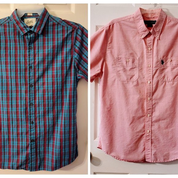 Beautiful Blue Plaid Men's Shirt Sz Large by Bixby (blue & magenta/purple plaid) - Picture 7 of 7